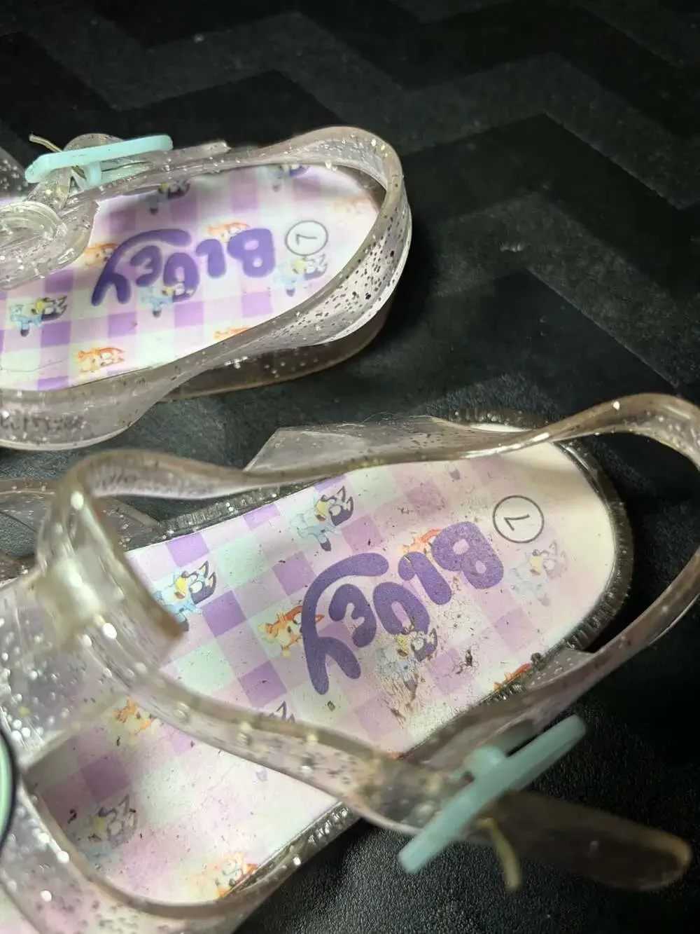 Bluey and Bingo Toddler Girls Jelly Fisherman Sandals with Heart Embellishments,